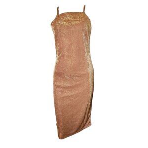 Derek Heart Dress Womens Size M Medium Brown Gold Glitter Halter Stretchy